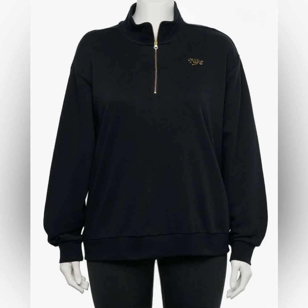 NIKE Women’s Nike Femme Qtr Zip 1/4 Zip Sports Top Activewear, Black / XL